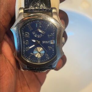 Nicole Silver Clasp with Blue Leather Strap